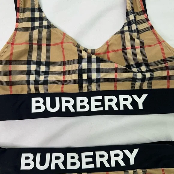 Burberry Beige and Black Logo  Bikini Set 14y - Picture 2 of 7
